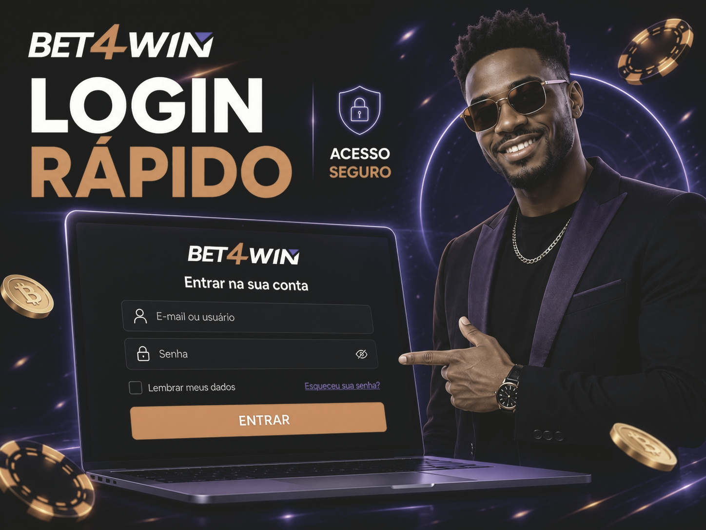 Tela de login da Bet4win para acesso à conta do jogador