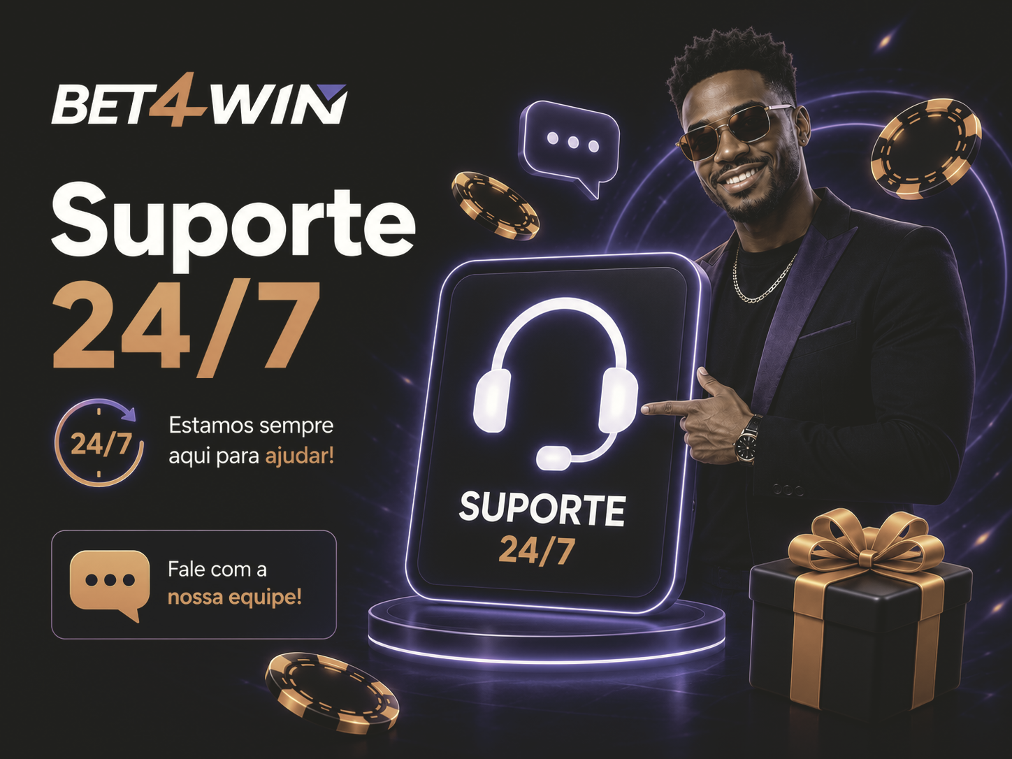 Canal de suporte ao cliente da Bet4win com chat ao vivo